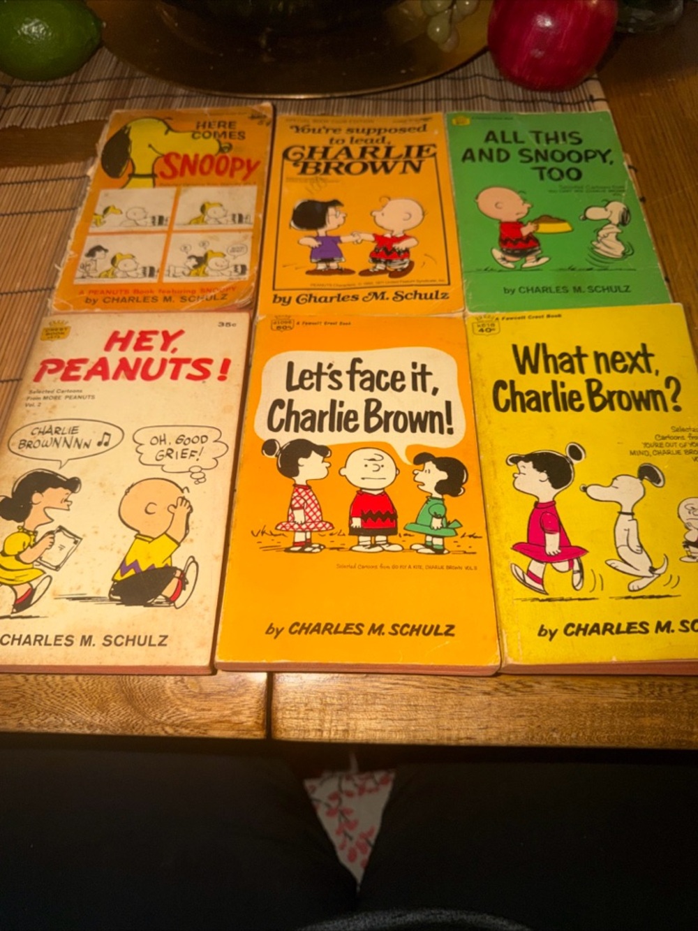 Vintage Peanuts Charlie Brown Paperback Book Lot - Bright Yellow & Green Covers